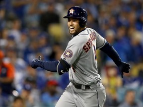 Former Houston Astros star George Springer will quarterback the Blue Jays' outfield this season and will likely start the campaign as the team's lead-off hitter. EZRA SHAW/GETTY IMAGES