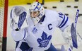 Goaltender Michael Hutchinson was poised to make his first start of the season for the Maple Leafs on Thursday, Feb. 18, 2021, against the Senators.