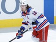 Artemi Panarin of the New York Rangers looks for a teammate during the first period against the Philadelphia Flyers at Wells Fargo Center on Feb. 18, 2021 in Philadelphia, Pa.