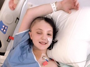 An updated photo of Alyssa Driscoll, who was shot in the head Friday, recovering at the Hospital for Sick Children.