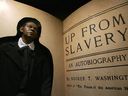 A wax figure of Booker T. Washington is seen on exhibit at the the National Great Blacks in History Musuem in Baltimore, Maryland, 13 February 2006. 