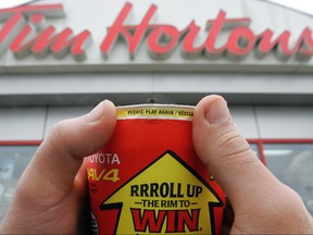 Tim Horton's Roll Up the Rim to Win contest coffee cup.