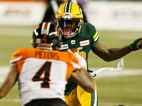 Available receiver Ricky Collins Jr. was released by Edmonton because it chose not to pay him an off-season roster bonus of $33,000 due Feb. 1, so he does not appear on its list of pending free agents but he is indeed on the open market.  Ian Kucerak/Postmedia