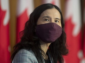 Chief Public Health Officer Theresa Tam looks on at the start of a technical briefing on the COVID pandemic in Canada, Friday, Jan. 15, 2021 in Ottawa.