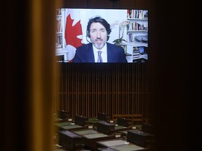Prime Minister Justin Trudeau attends a session of question period virtually Tuesday, February 2, 2021 in Ottawa.