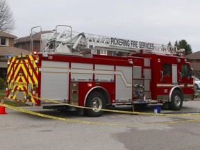 Pickering Fire Services at a scene on April 29, 2020.
