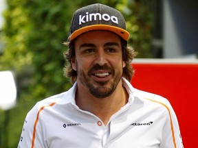 F1 driver Fernando Alonso is seen before a race in Singapore on Sept. 16, 2018.
