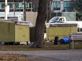Toronto Tiny Shelters in a homeless encampment at Clarence Square park near Spadina Ave. and Front St. W. in downtown Toronto, Ont. on Saturday December 5, 2020.