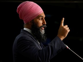 NDP leader Jagmeet Singh attends a news conference in Ottawa October 21, 2020