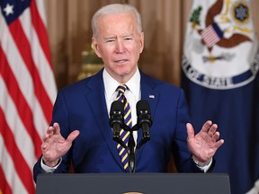 U.S. President Joe Biden speaks about foreign policy at the State Department in Washington, Feb. 4, 2021.