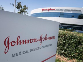 In this file photo an entry sign to the Johnson & Johnson campus shows their logo in Irvine, Calif. on Aug. 28, 2019.