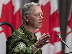 Chief of Defence Staff Gen. Jonathan Vance responds to a question during a news conference Friday, June 26, 2020 in Ottawa.