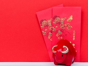 Red Ox Piggy Bank and Red Envelope