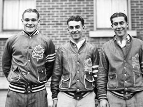 A cardboard box, sent from an anonymous donor, arrived at the Hockey Hall of Fame recently, filled with contracts and playing agreements as far back as 1925 for the Maple Leafs and Toronto St. Patricks. Included was the original 1929-30 contract for Charlie Conacher (left) as well his mates on the Kid Line, Joe Primeau (middle) and Busher Jackson.