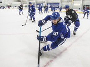 Forward Nic Petan, who practised with the Maple Leafs' main group on Tuesday, has not skated in an NHL game since Dec. 12, 2019.