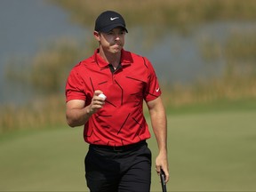 Rory McIlroy of Northern Ireland waves on the second green during the final round of World Golf Championships-Workday Championship at The Concession on Feb. 28, 2021 in Bradenton, Fla.