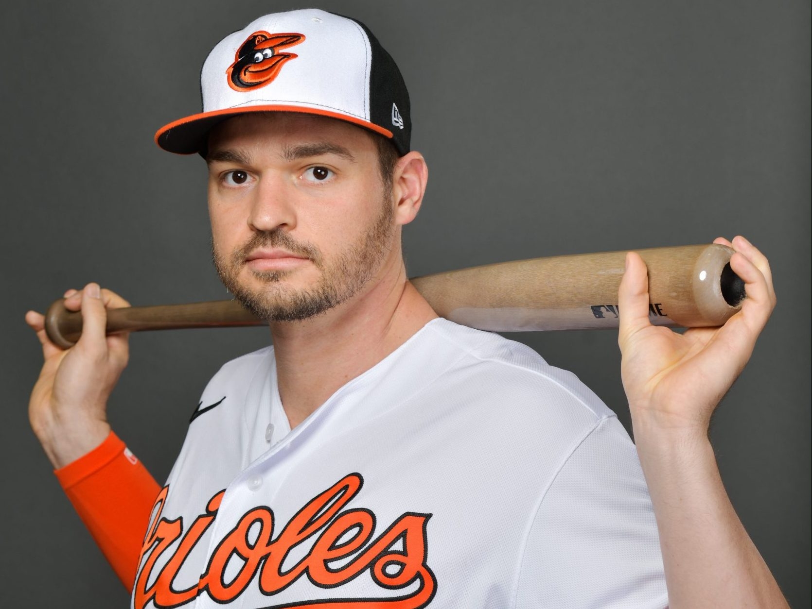 Baltimore Orioles first baseman Trey Mancini wears a jersey that