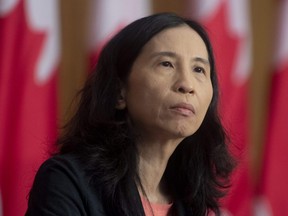 Chief Public Health Officer Theresa Tam listens to a question during a news conference in Ottawa, Jan. 12, 2021.