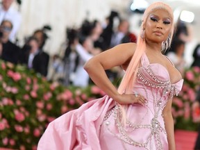 In this file photo US rapper Nicki Minaj arrives for the 2019 Met Gala at the Metropolitan Museum of Art on May 6, 2019, in New York.