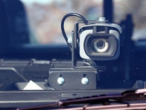 A dash mounted camera is shown on a police vehicle in this file photo.