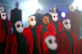 The Weeknd performs at Raymond James Stadium on Feb. 7, 2021 in Tampa, Fla.