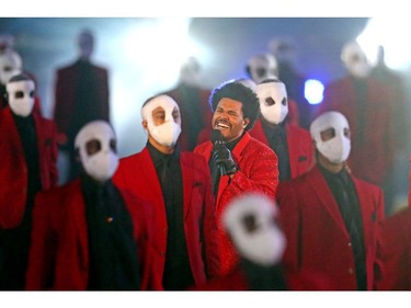 The Weeknd performs at Raymond James Stadium on Feb. 7, 2021 in Tampa, Fla.