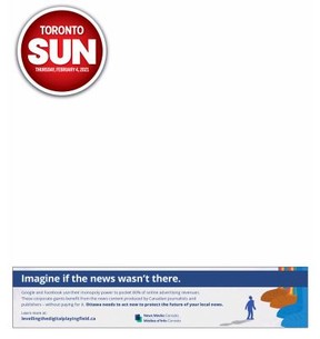 The Toronto Sun front page on Thursday, Feb. 4, 2021.