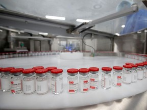 A view shows vials during the production of Gam-COVID-Vac, also known as Sputnik-V, vaccine against the coronavirus disease (COVID-19) at a facility of BIOCAD biotechnology company in Saint Petersburg, Russia December 4, 2020.