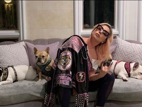 Lady Gaga mit ihren Hunden auf einem Bild, das sie am 14. März 2020 auf Instagram gepostet hat.