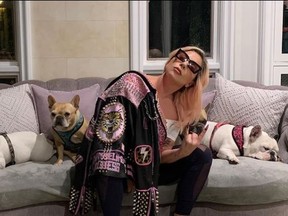 Lady Gaga with her dogs in an image she posted to Instagram March 14, 2020.