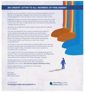 Open Letter published in the Toronto Sun on Feb. 4, 2021.