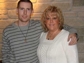 Susan Forsyth with her son, Jeffrey Johnston, who was stabbed to death in 2017.
