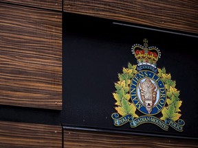 The RCMP logo is seen outside Royal Canadian Mounted Police "E" Division headquarters in Surrey, B.C., on Friday, April 13, 2018.