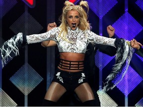 Britney Spears performs at iHeartRadio Jingle Ball concert at Staples Center in Los Angeles, Dec. 2, 2016.