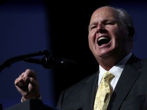 Rush Limbaugh gives an introductory speech before U.S. President Donald Trump's remarks at the Turning Point USA Student Action Summit at the Palm Beach County Convention Center in West Palm Beach, Florida, U.S. December 21, 2019.