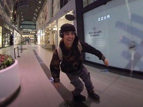 Alexei Morita, 21, uploaded a video he shot on Sept. 21 last year to his Instagram this week, using a fisheye lens of him gliding through the smooth third floor of the Eaton Centre. The video was shot just before 8 p.m., around the time when the mall was closing, so there were only a few people around, he said.