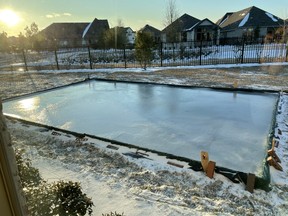 O Canada! Roger Sloan's outdoor rink at his home in Houston, Texas.