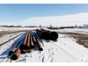 Ein Versorgungsdepot, das die Rohölpipeline Keystone XL bedient, liegt am 1. Februar 2021 in Oyen, Alta, ungenutzt. 