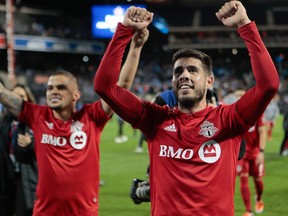 Toronto FC midfielder Alejandro Pozuelo celebrates after defeating New York City FC last year.