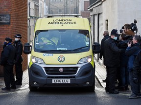 Prince Philip, Duke of Edinburgh is seen leaving King Edward VII Hospital in an ambulance on March 1, 2021 in London, England.
