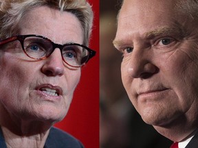 Images of former Liberal premier Kathleen Wynne and Premier Doug Ford