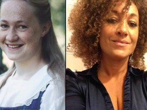 Now, that is allyship! Rachel Dolezal in the early 1990s and after her transformation as a black woman.