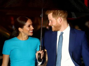 Prince Harry and his wife Meghan, Duchess of Sussex, arrive at the Endeavour Fund Awards in London, Britain, March 5, 2020.