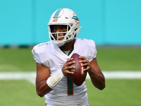 Miami Dolphins quarterback Tua Tagovailoa drops back to pass last season.