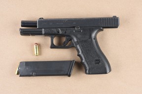 This .40 calibre Glock pistol was allegedly seized from a Richmond Hill residence when Darnel Rhooms, 23, of Brampton, was arrested on March 12, 2021.