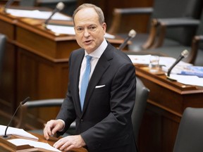 Ontario Finance Minister Peter Bethlenfalvy delivers budget in the Ontario legislature in Toronto on March 24, 2021.