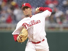 Rheal Cormier of the Philadelphia Phillies against the St. Louis Cardinals during the Phillies Home Opener on April 3, 2006 at Citizens Bank Park in Philadelphia, Pennsylvania.