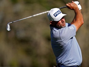 Lee Westwood plays his shot from the sixth tee during the second round of The Players Championship at TPC Sawgrass
