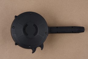 This 9mm drum magazine with a 50-round capacity was allegedly seized from a Richmond Hill residence when Darnel Rhooms, 23, of Brampton, was arrested on March 12, 2021.