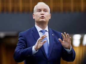 Conservative Party leader Erin O'Toole speaks during Question Period in the House of Commons on Parliament Hill in Ottawa, Tuesday, March 23, 2021.